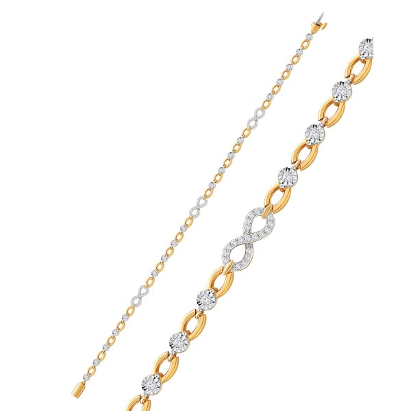 Diamond Infinity Open Link Bracelet (1/2 ct. t.w.) in Sterling Silver & 14k Gold-Plate