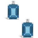 Blue Topaz (4 ct. t.w.) and Diamond Accent Stud Earrings in 14K White Gold or 14K Yellow Gold