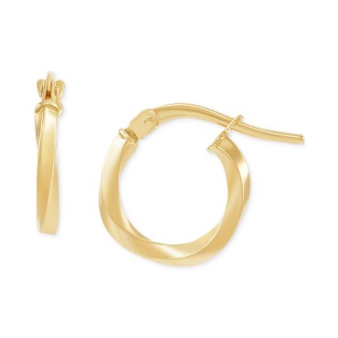 2-Pc. Set Polished & Twist Style Small Hoop Earrings in 10k Gold 2-Pc. Set Polished & Twist Style Small Hoop Earrings in 10k Gold