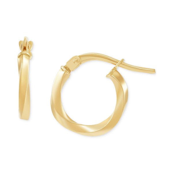 2-Pc. Set Polished & Twist Style Small Hoop Earrings in 10k Gold