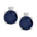 Sapphire (3/4 ct. t.w.) & Diamond Accent Stud Earrings in 14k White Gold