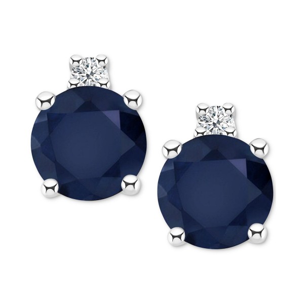 Sapphire (3/4 ct. t.w.) & Diamond Accent Stud Earrings in 14k White Gold