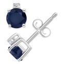 Sapphire (3/4 ct. t.w.) & Diamond Accent Stud Earrings in 14k White Gold