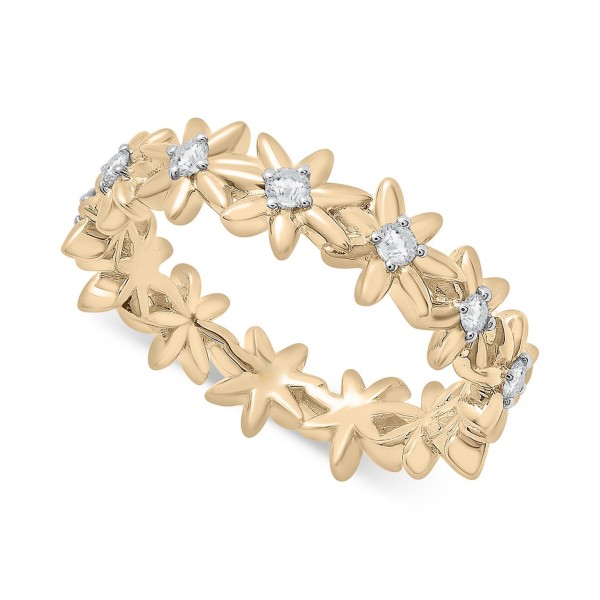 Diamond Flower Band (1/6 ct. t.w.) in Gold Vermeil