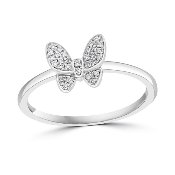 Diamond Butterfly Ring (1/10 ct. t.w.) in Sterling Silver or 14k Gold-Plated Sterling Silver