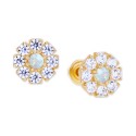 Opal (1/20 ct. t.w.) & White Sapphire (1/2 ct. t.w.) Stud Earrings