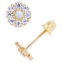 Opal (1/20 ct. t.w.) & White Sapphire (1/2 ct. t.w.) Stud Earrings