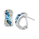 Blue Topaz Hoop Earrings (3-1/3 ct. t.w.) in Sterling Silver & 18k Gold-Plate