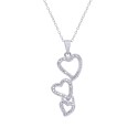 Diamond Accent Silver-plated Triple Heart Pendant Necklace