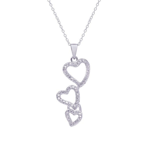 Diamond Accent Silver-plated Triple Heart Pendant Necklace