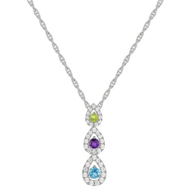 Amethyst (1/5 ct. t.w.) & Diamond (1/4 ct. t.w.) Triple Halo 18 Amethyst (1/5 ct. t.w.) & Diamond (1/4 ct. t.w.) Triple Halo 18