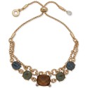 Gold-Tone Multi Stone Slider Adjustable Bracelet