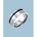 Stainless Steel Ring Featuring Black Line Design