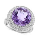 Pink Amethyst (7-3/4 ct. t.w.) & Diamond (3/4 ct. t.w.) Halo Statement Ring in 14k White Gold