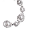 Silver-Tone Pavé & Imitation Pearl Circle Bracelet