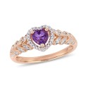 Amethyst and Diamond Halo Heart Ring