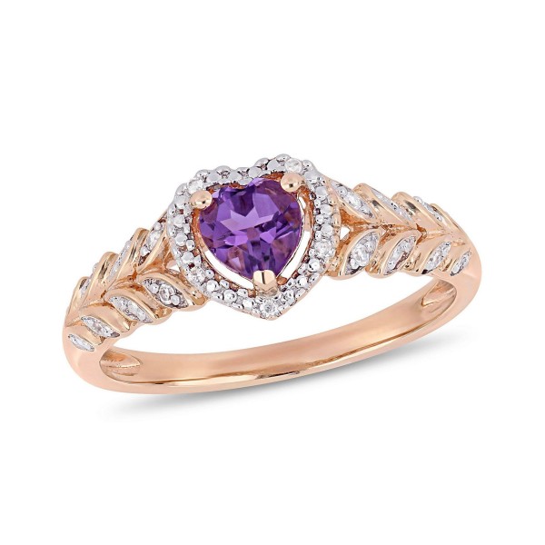 Amethyst and Diamond Halo Heart Ring