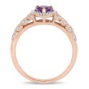 Amethyst and Diamond Halo Heart Ring