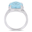 Blue Topaz (9 ct.t.w.) and White Topaz (1/20 ct.t.w.) Split Shank Cocktail Ring in Sterling Silver