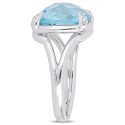 Blue Topaz (9 ct.t.w.) and White Topaz (1/20 ct.t.w.) Split Shank Cocktail Ring in Sterling Silver