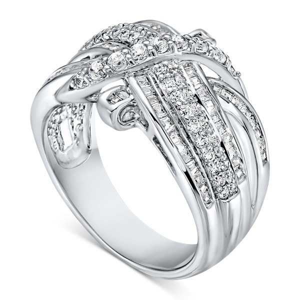 Diamond Crossover Statement Ring (1 ct. t.w.) in 10k White Gold