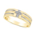 Men's Diamond Accent Cross Band in 10k Yellow Gold & White Gold