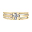 Men's Diamond Accent Cross Band in 10k Yellow Gold & White Gold