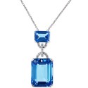 Blue Topaz (16-3/4 ct. t.w.) and Diamond Accent Pendant Necklace in 14k White Gold