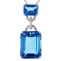 Blue Topaz (16-3/4 ct. t.w.) and Diamond Accent Pendant Necklace in 14k White Gold