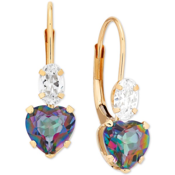 Mystic Topaz (2 ct. t.w.) & Cubic Zirconia Leverback Drop Earrings in 14k Gold