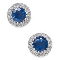 Sapphire (5/8 ct. t.w.) and Diamond (1/10 ct. t.w.) Stud Earrings in 14k White Gold