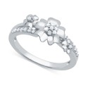 Diamond Flower Ring (1/6 ct. t.w.) in Sterling Silver