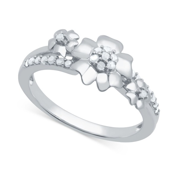 Diamond Flower Ring (1/6 ct. t.w.) in Sterling Silver