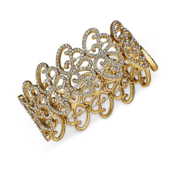 Silver-Tone Pavé Openwork Stretch Bracelet