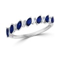 Sapphire (5/8 ct. t.w.) & Diamond (1/8 ct. t.w.) Statement Ring in 14k White Gold