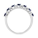 Sapphire (5/8 ct. t.w.) & Diamond (1/8 ct. t.w.) Statement Ring in 14k White Gold