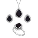 Onyx Beaded Earrings, Pendant and Ring Set