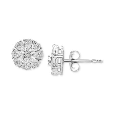 Diamond Flower Stud Earrings (1/10 ct. t.w.) in Sterling Silver Diamond Flower Stud Earrings (1/10 ct. t.w.) in Sterling Silver