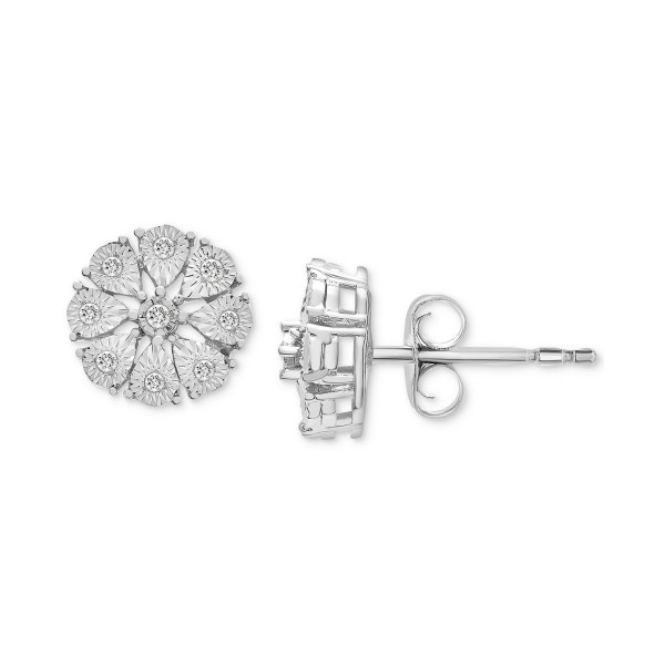 Diamond Flower Stud Earrings (1/10 ct. t.w.) in Sterling Silver