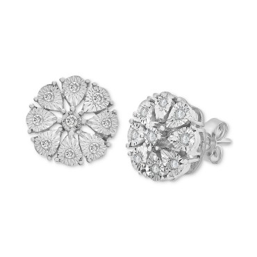 Diamond Flower Stud Earrings (1/10 ct. t.w.) in Sterling Silver Diamond Flower Stud Earrings (1/10 ct. t.w.) in Sterling Silver