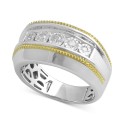 Men's Diamond Two-Tone Ring (1/5 ct. t.w.) in Sterling Silver & 14k Gold-Plate