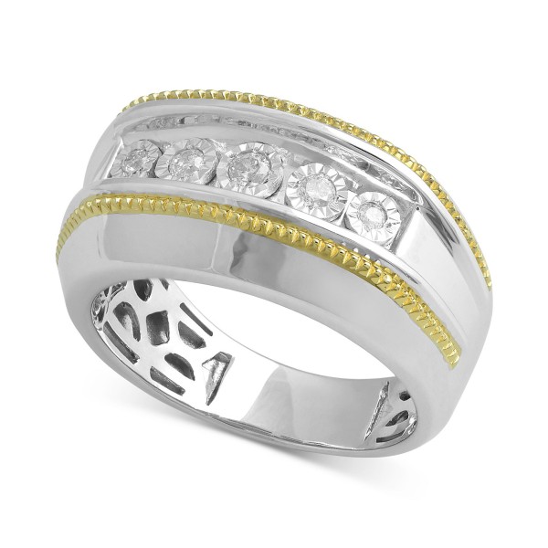 Men's Diamond Two-Tone Ring (1/5 ct. t.w.) in Sterling Silver & 14k Gold-Plate