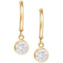 Cubic Zirconia Half Hoop Dangle Drop Earrings in 14k Gold