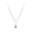 14K Gold Flash-Plated Pink Enamel Butterfly Layered Pendant Necklace