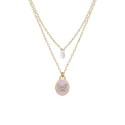 14K Gold Flash-Plated Pink Enamel Butterfly Layered Pendant Necklace