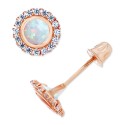 Opal (1/5 ct. t.w.) & White Sapphire (1/5 ct. t.w.) Halo Stud Earrings