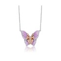 High Quality Sterling Silver Cubic Zirconia Butterfly Necklace