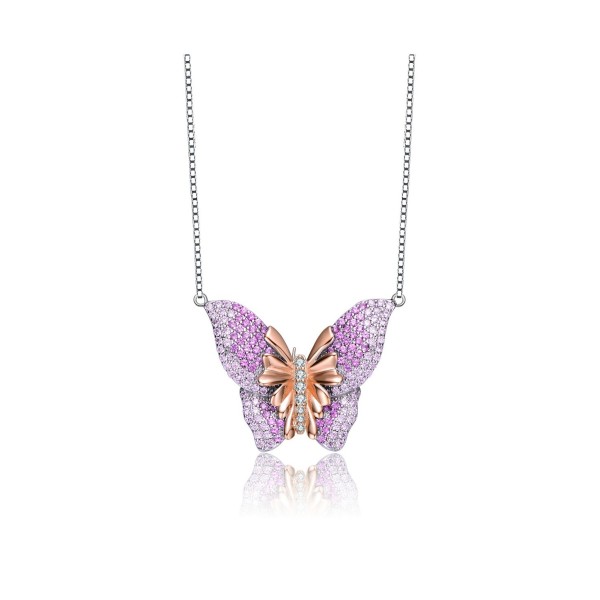 High Quality Sterling Silver Cubic Zirconia Butterfly Necklace