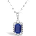 Sapphire (5/8 ct. t.w.) and Diamond Accent Pendant Necklace in Sterling Silver