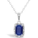 Sapphire (5/8 ct. t.w.) and Diamond Accent Pendant Necklace in Sterling Silver Sapphire (5/8 ct. t.w.) and Diamond Accent Pendant Necklace in Sterling Silver
